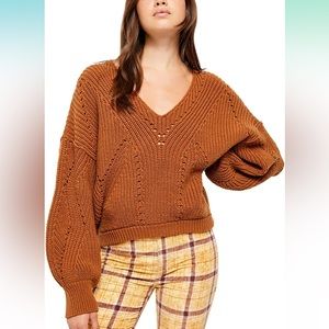 Free People | All Day Long V Sweater in Sahara